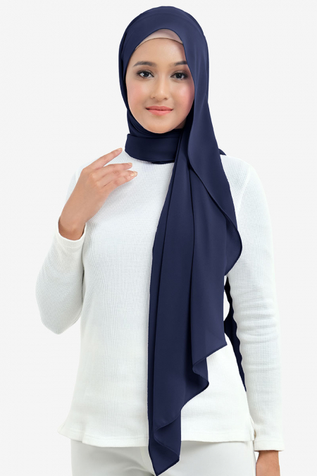 Aida Chiffon Tudung Headscarf - Deep Blue