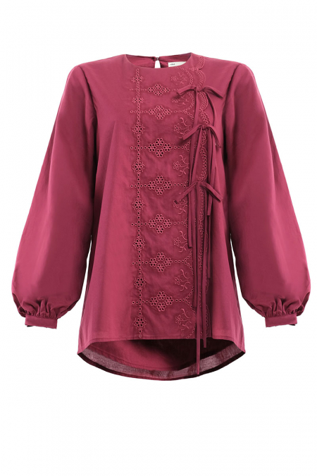 Aribah Bow Blouse - Maroon