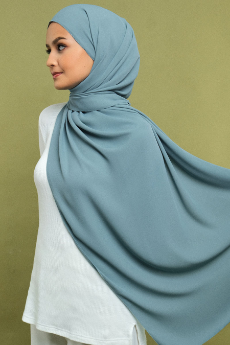 Janie Eyelash Headscarf - Mineral Blue