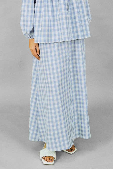 Livy A-Line Skirt - Blue Checkered