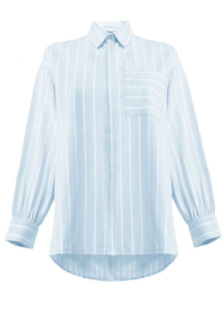 Mahpiya Front Button Shirt - Blue Stripe