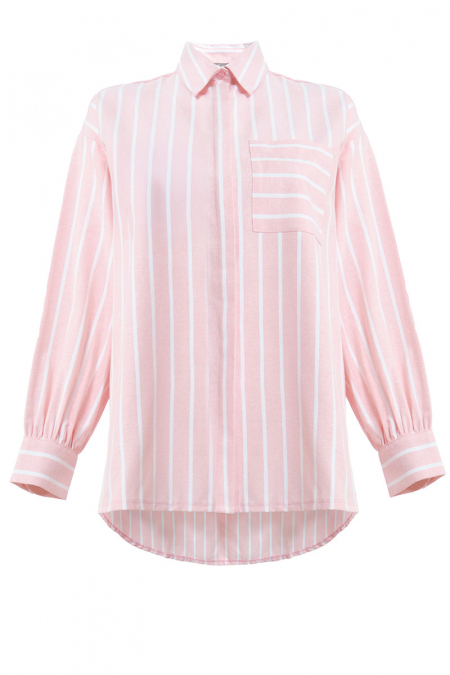 Mahpiya Front Button Shirt - Pink Stripe