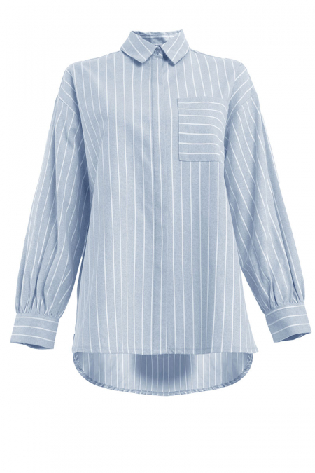 Mahpiya Front Button Shirt - Navy Stripe