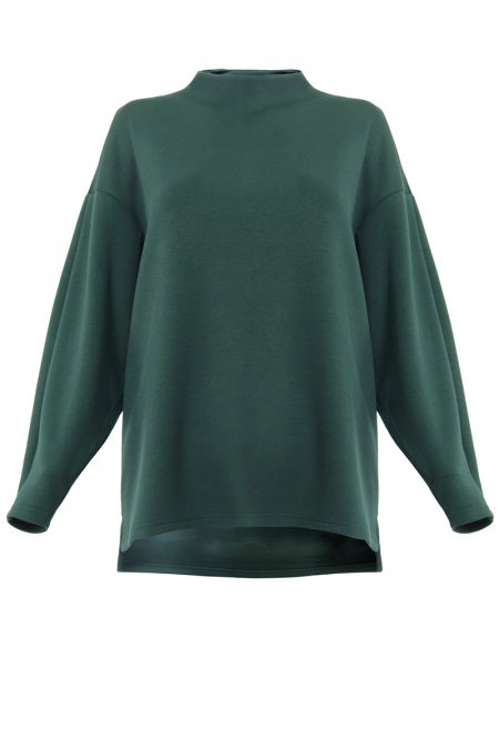 Denali High Neck Blouse - Forest Green