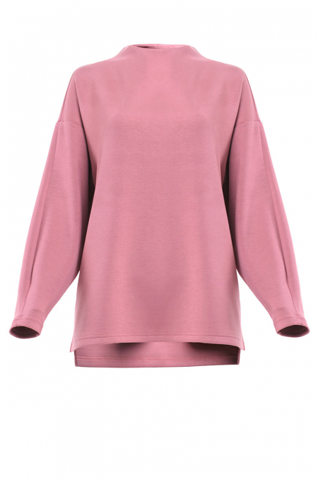 Denali High Neck Blouse - Rose Blush