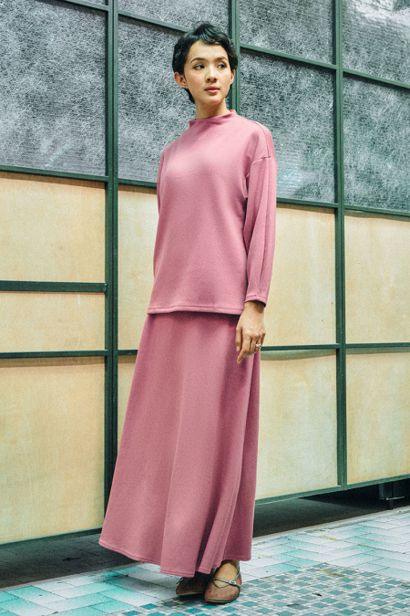 Denali High Neck Blouse - Rose Blush