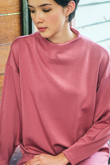 Denali High Neck Blouse - Rose Blush