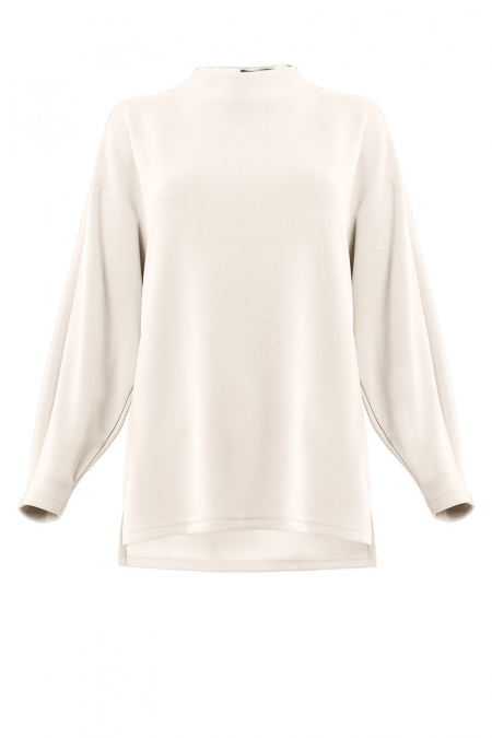 Denali Soft High Neck Blouse - Vanilla