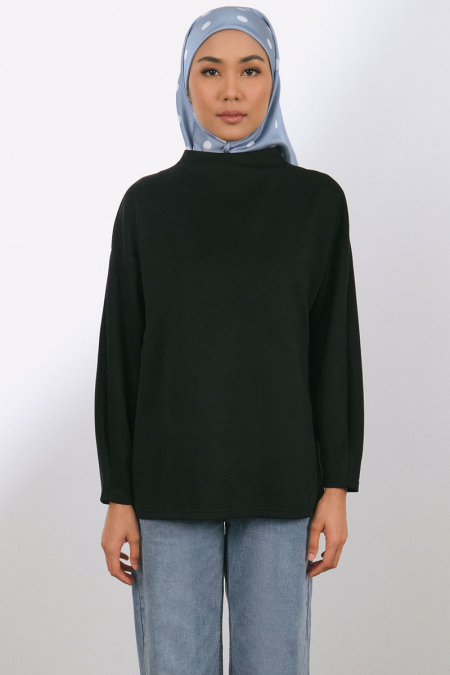 Denali Soft High Neck Blouse - Raven