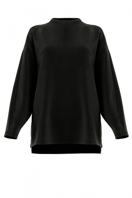 Denali Soft High Neck Blouse - Raven
