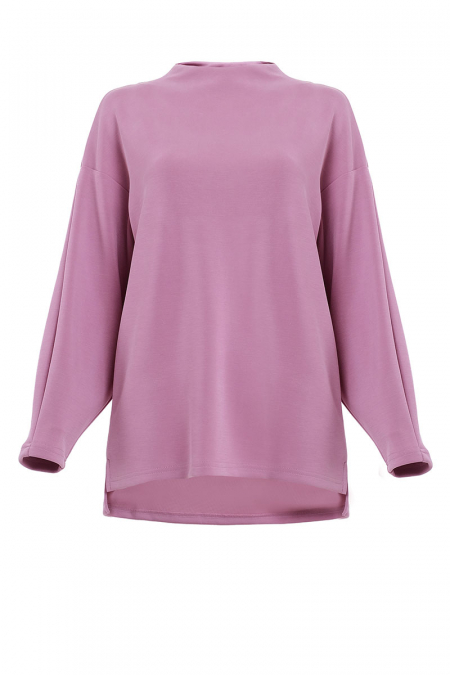Denali Soft High Neck Blouse - Dusty Lilac