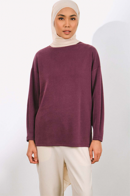 Denali Soft High Neck Blouse - Huckleberry