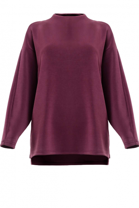 Denali Soft High Neck Blouse - Huckleberry