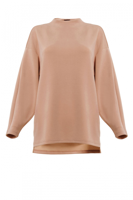 Denali Soft High Neck Blouse - Latte