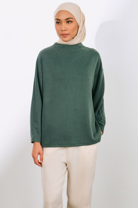 Denali Soft High Neck Blouse - Bistro Green