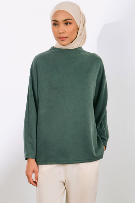 Denali Soft High Neck Blouse - Bistro Green