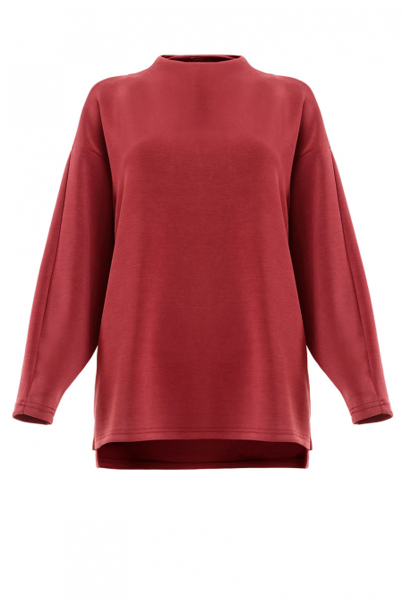 Denali Soft High Neck Blouse - Garnet Red