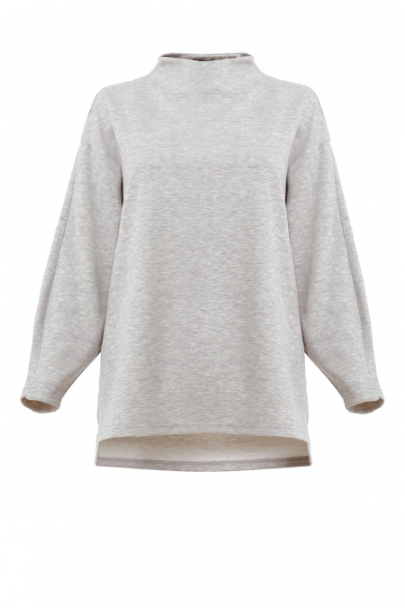 Denali Soft High Neck Blouse - Heather Grey