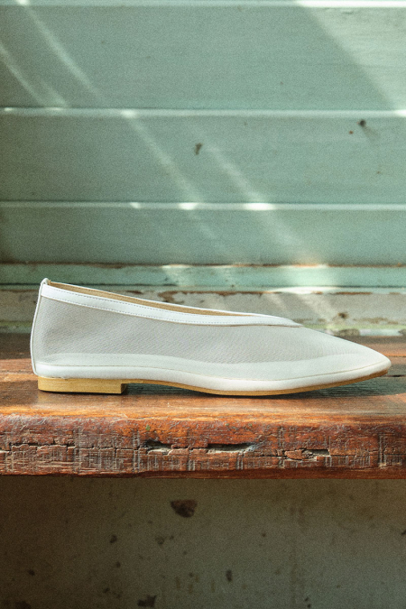 Kellyanne Soft Mesh Ballet Flat - White