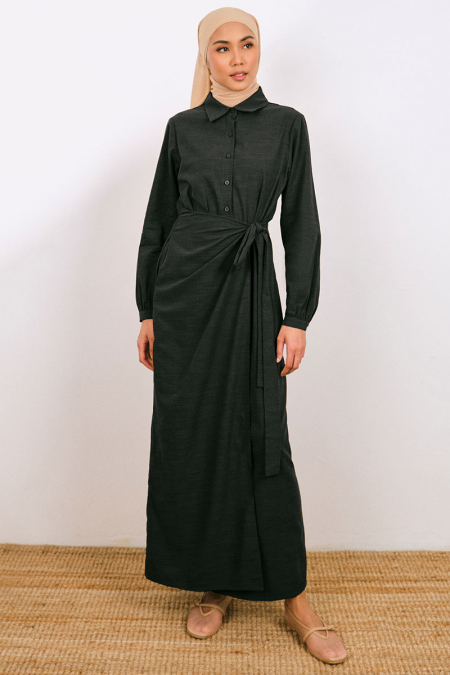 Medea Henley Dress - Black