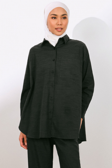 Udyati Front Button Shirt - Black