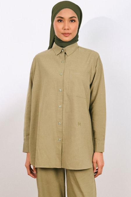 Udyati Front Button Shirt - Matcha