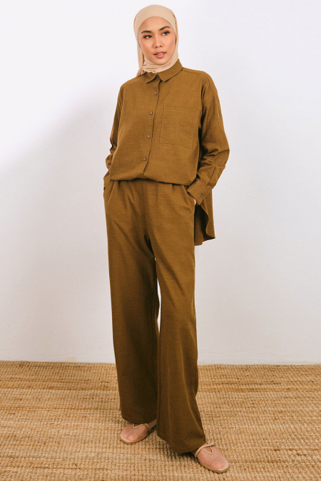 Tamikah Straight Cut Pants - Tumeric Brown