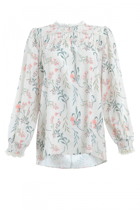 Daytona Flared Blouse - Beige Floral