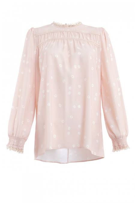 Daytona Flared Blouse - Beige Scattered Daisy