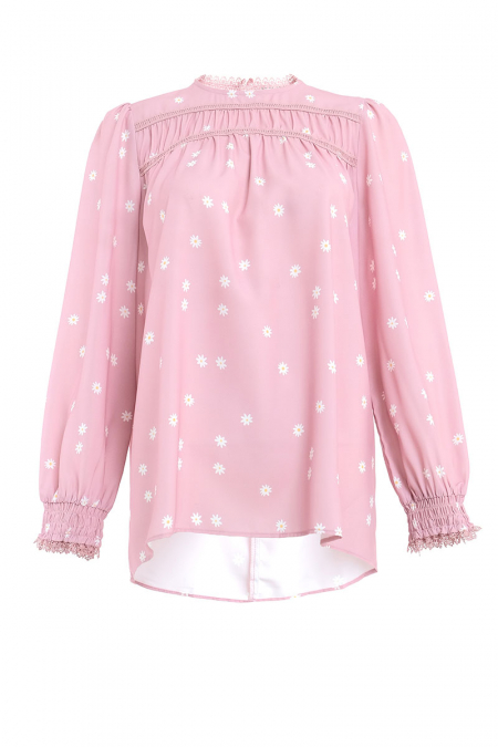 Daytona Flared Blouse - Pink Scattered Daisy
