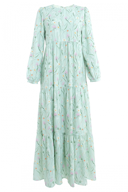 Lizelle Gathered Tier Dress 2.0 - Mint Floral