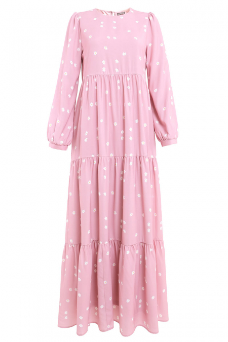 Lizelle Gathered Tier Dress 2.0 - Pink Scattered Daisy