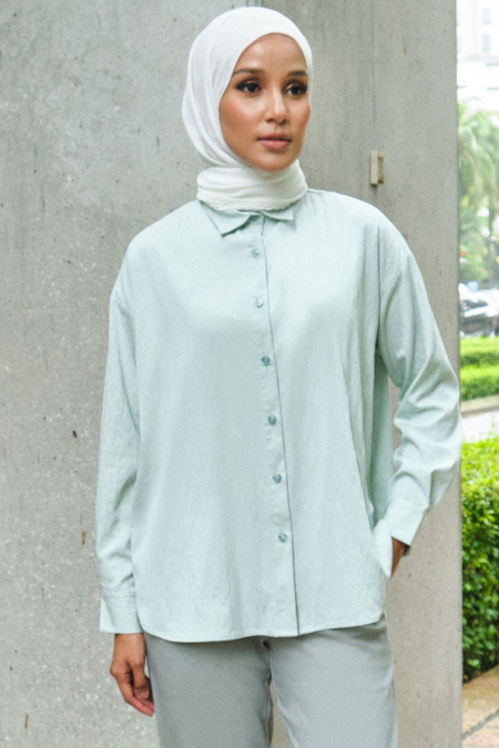 Hestia Front Button Shirt - Aqua