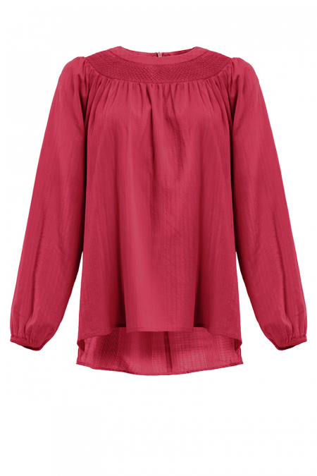 Kardyn Flared Blouse - Deep Red