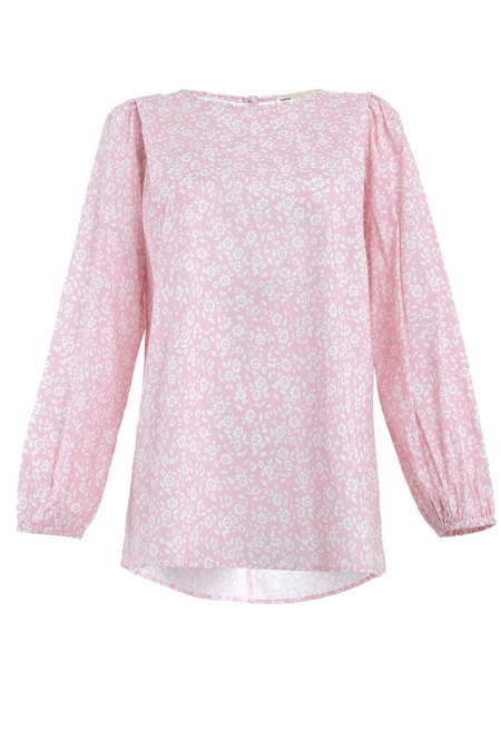 Linayah Flared Blouse - Pink Floral