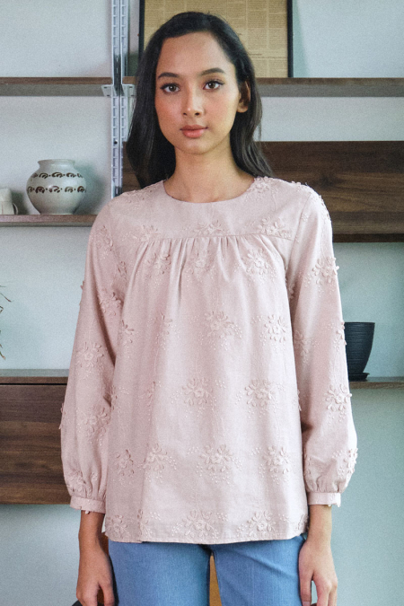 Zaheera Embroidered Blouse - Dusty Pink