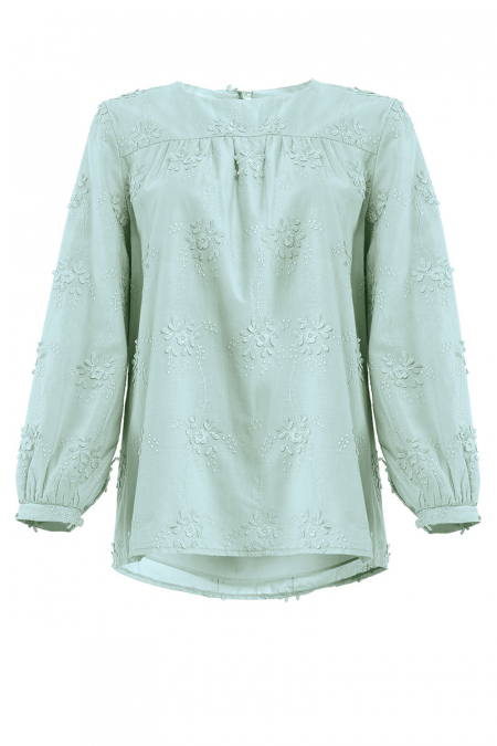 Zaheera Embroidered Blouse - Pale Pistachio
