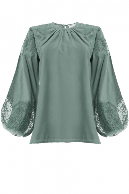 Anshika Lace Blouse - Moss Green