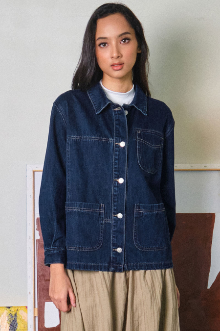 COTTON Brooklynn Denim Jacket - Dark Wash