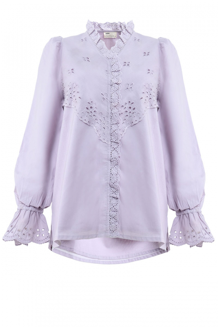 Devaki Front Button Blouse - Lilac