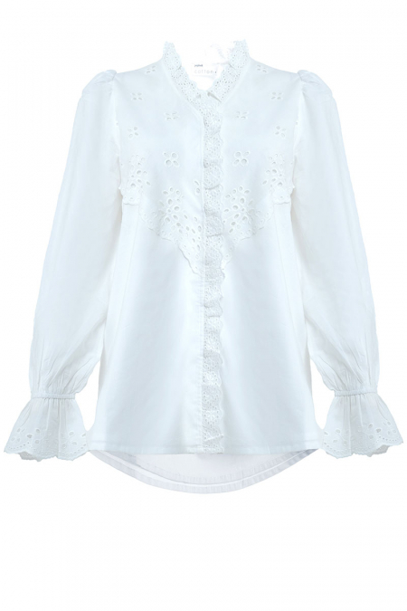 Devaki Front Button Blouse - White