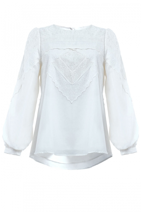 Divina Puff Shoulder Blouse - White