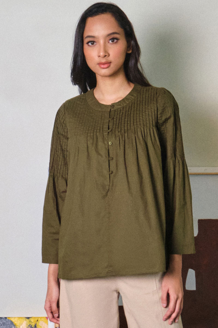 Nivedita Henley Blouse - Seaweed