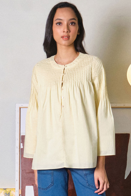 Nivedita Henley Blouse - Soft Yellow