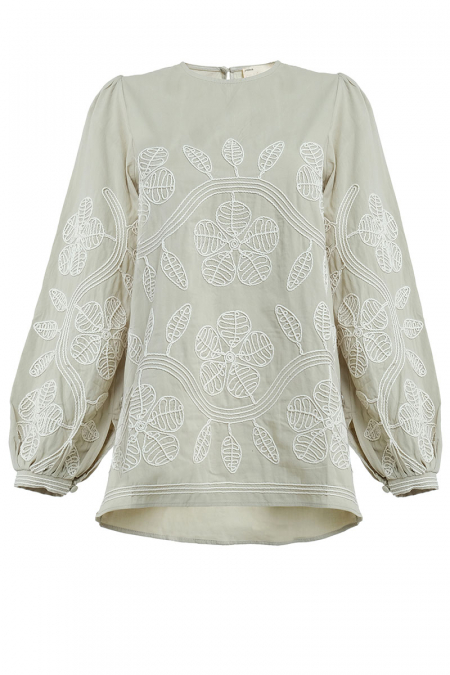 Bronwyn Puff Shoulder Blouse - Soft Green