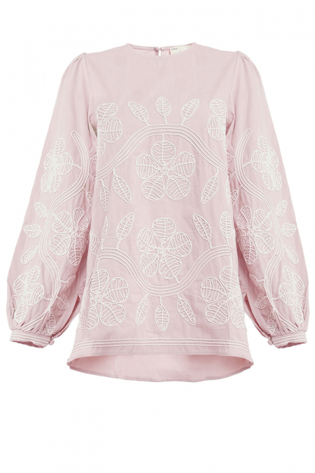 Bronwyn Puff Shoulder Blouse - Soft Pink