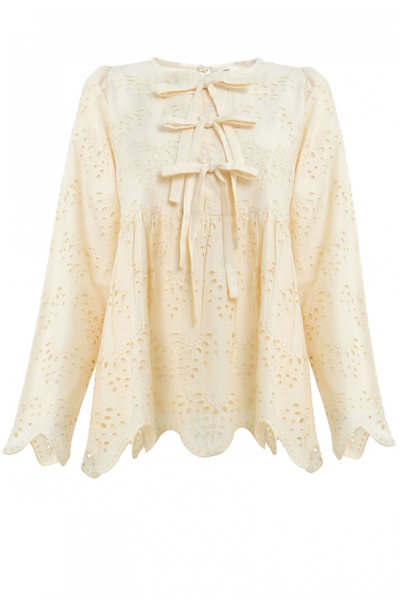 Sevilla Gathered Waist Blouse - Barley