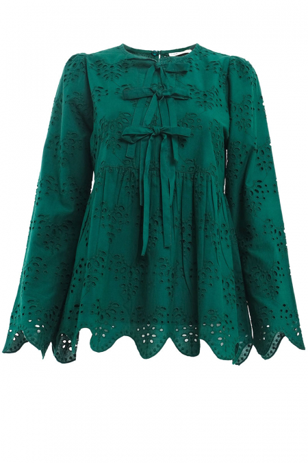 Sevilla Gathered Waist Blouse - Hunter Green