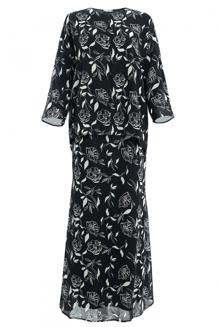 Sentosa Blouse & Skirt - Black/Beige Floral