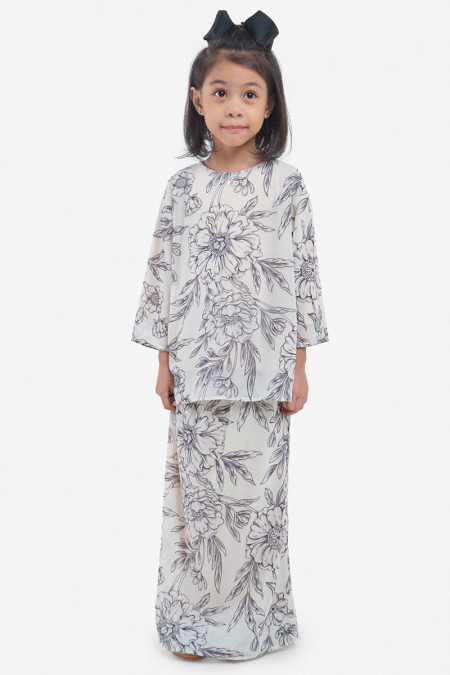 KIDS Sentosa Set - Beige/Grey Floral